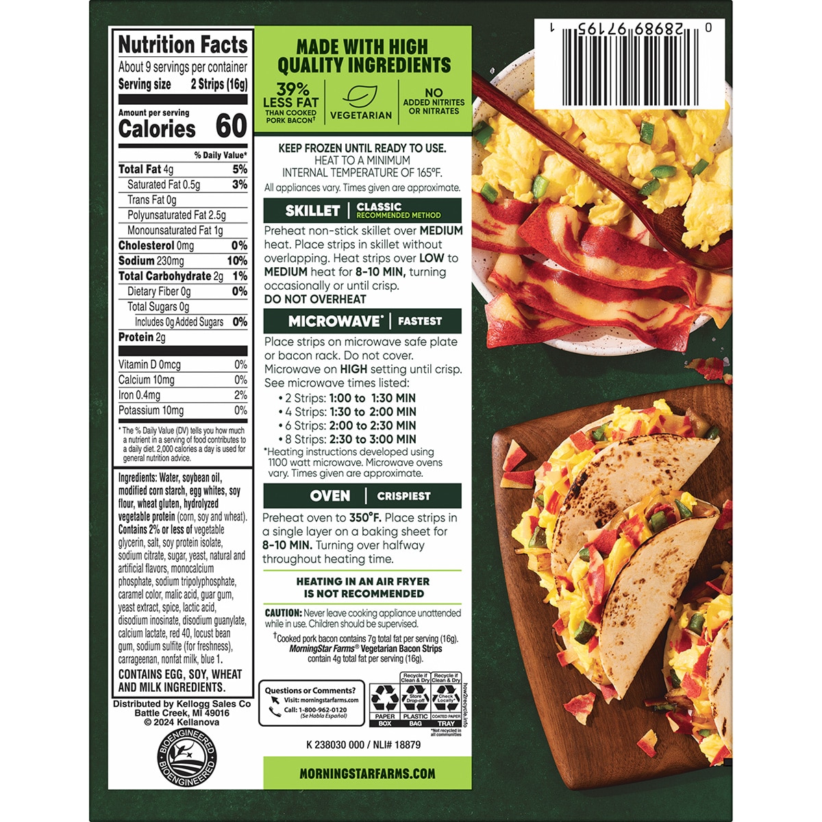 Back of the bacon packaging